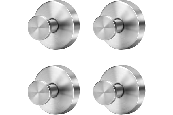 Fasbeu Silver Suction Cup Hooks for Shower Waterproof - No Drill Stainless Steel Towel Hooks for Bathroom Wall, Kitchen, Glas