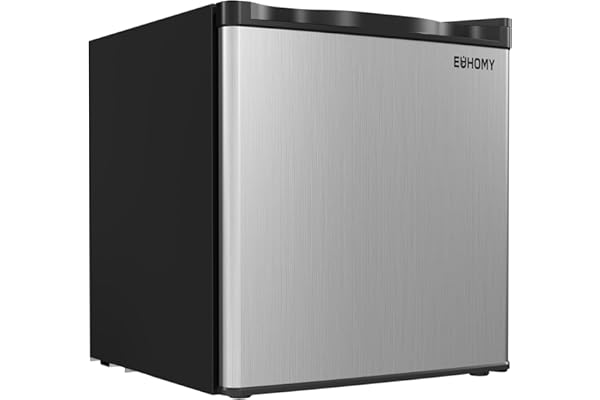 EUHOMY Mini Freezer Countertop,1.1 Cubic Feet, Single DoorCompact Upright Freezer with Reversible Stainless Steel Door, Remov