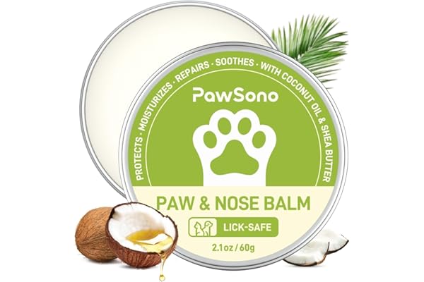 PawSono Lick-Safe Dog Paw & Nose Balm with Coconut Oil | All-Natural Moisturizer & Soother for Dry, Cracked Pads & Snout| Cat