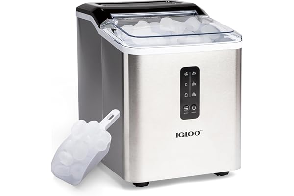 Igloo Automatic Ice Maker, Self-Cleaning, Countertop Size, 26 lbs in 24 Hours, 9 Large or Small Ice Cubes in 7 Minutes, LED C