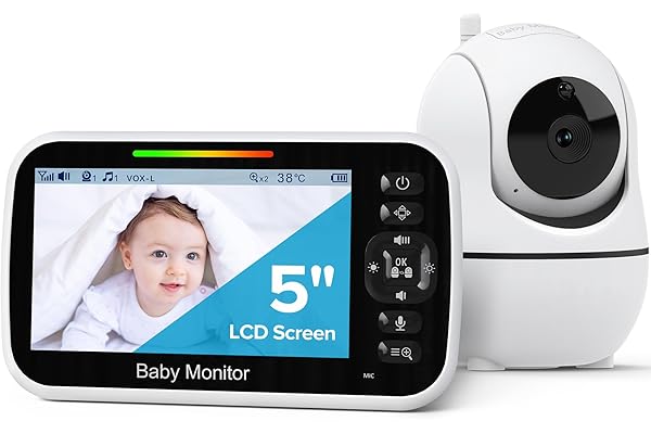GoodBaby Baby Monitor with Camera and Audio - No WiFi, Remote Pan-Tilt-Zoom, Night Vision, Temperature Sensor, 2-Way Talk, 8