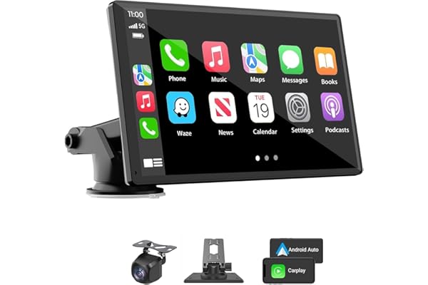 Portable Wireless Carplay Car Stereo, 7" HD Touchscreen for Car with Apple CarPlay & Android Auto with Backup Camera/Mirror L