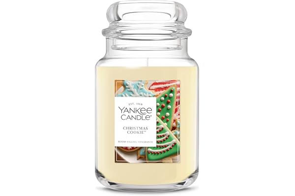 Yankee Candle Christmas Cookie, Scented Candle, 22oz Large Jar with up to 150 Hour Burn Time, Giftable, Holidays