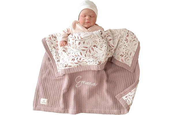 Mouliss Personalized Baby Blanket with Name – Handmade 100% Organic Cotton Newborn Gift | Custom Knit Blanket for Boys, Girls