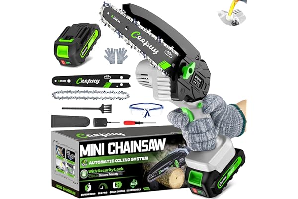 CEEPUY Mini Chainsaw Cordless 6 Inch, Electric Saw Gifts for Men Dad Husband Gardener, Cool Gadgets for Men 2025, Stocking St