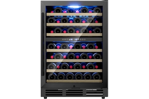ICEVIVAL 24 Inch Dual Zone Wine Refrigerator, 54 Bottle Under Counter Wine Fridge for Built-in or Freestanding, Wine Cooler w