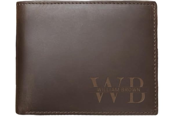 Custom Wallets for Men, Leather Wallets with Engraved Name, Personalized Gifts for Dad, Husband, Son, Boyfriend, Grandpa, Fat