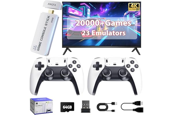 Wireless Retro Game Console Built-in 20000+ Games and 23 Emulators, 2026 New Plug & Play Retro Gaming Console with 4K Output