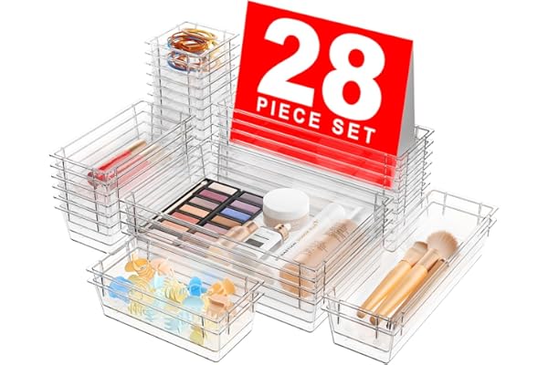 A-LuGei 【Military Grade】 Drawer Organizer, 【????????????????????】 Clear Makeup organizer, 【Holds 177 Items】 Bathroom Organizers and Sto