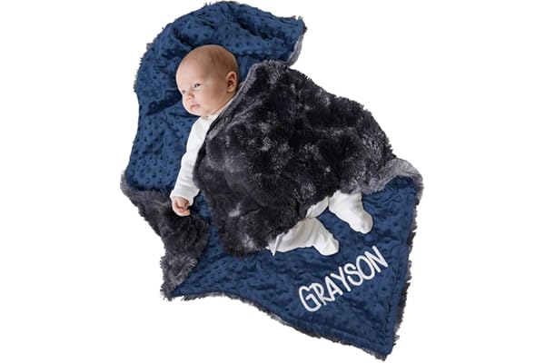 Personalized Baby Blanket Customized Baby Blanket with Name, Custom Embroidered Blanket for Boys & Girls, Soft Minky dot Keep
