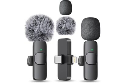 MAYBESTA Wireless Mini Microphone for iPhone, Android Phone - Bluetooth Lavalier Lapel Mic for Audio Video Recording - Clip o