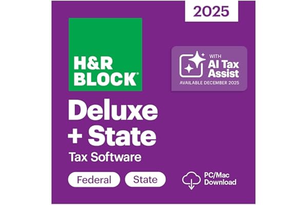 H&R Block Tax Software Deluxe + State 2025 Win/Mac [PC/Mac Online Code]