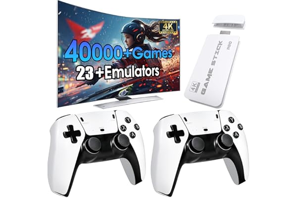 2025New Wireless Retro Game Console,40000+Games and 23 Emulators,Plug and Play 4K HD HDMI TV Game Stick,with Dual 2.4G Wirele